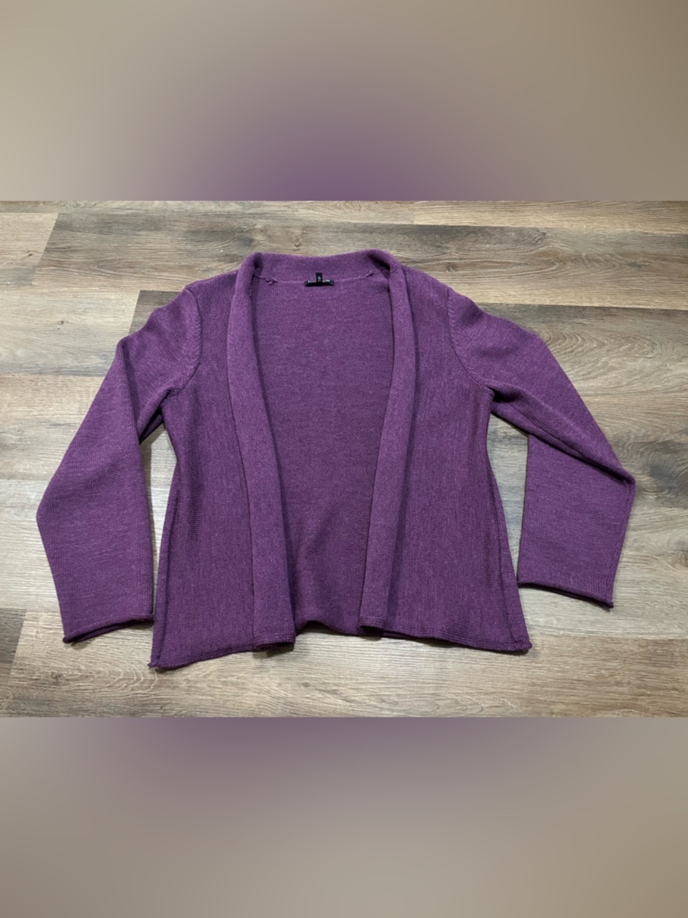 Eileen Fisher Merino Wool Shawl Collar Cardigan | Plum | Petite Large